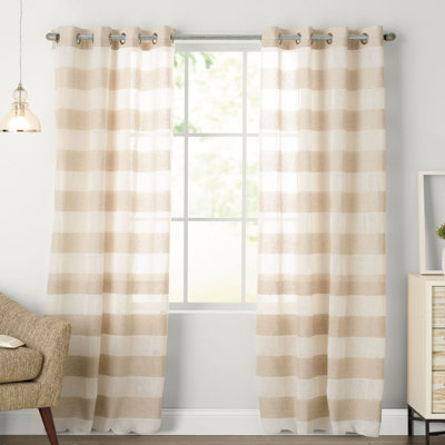 Wendler Polyester / Linen Semi-Sheer Stripped Curtain Panel with Grommet Top
