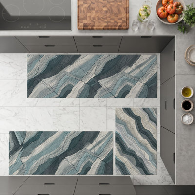 Blue Wave Non-Slip Washable Kitchen Mats