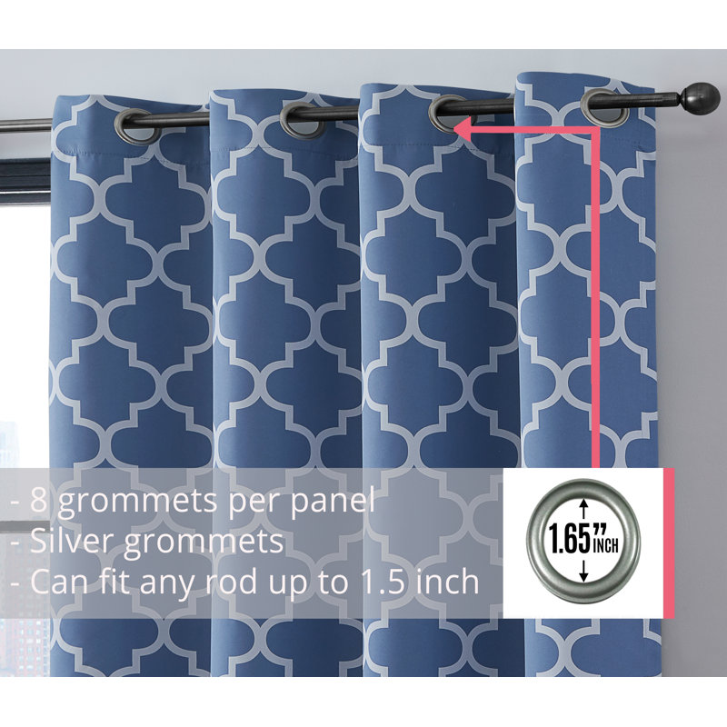 Alexuis Blackout Curtain Pair, 52" W x 54" L, Stone Blue