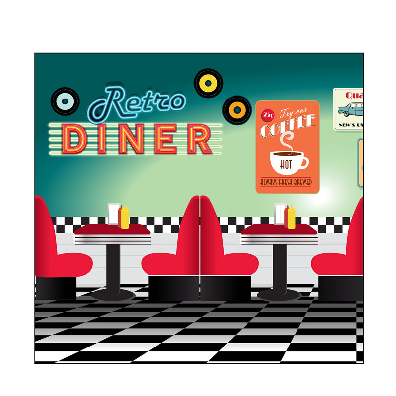 84'' Retro Diner Double Wide Cardboard Cutout
