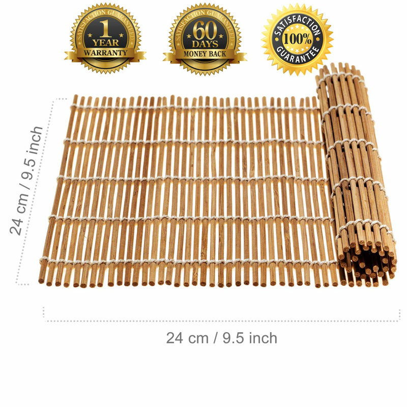 Sushi Making Kit - 2 Bamboo Sushi Rolling Mats, 5 Pairs Chopsticks, Rice Paddle, Spreader - Beginner Sushi Maker Kit