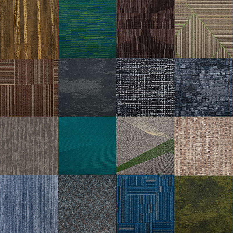 19.5" Square Commercial Grade Carpet Tiles, Multicolor
