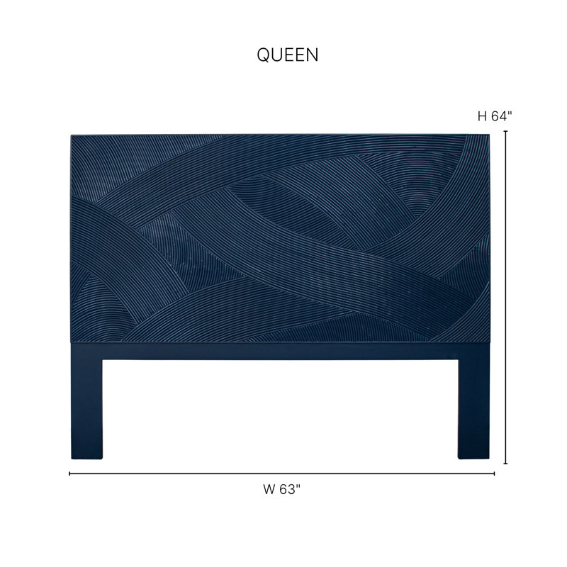 Swirl Rattan Queen Standard Bed, Natural, Queen, Navy