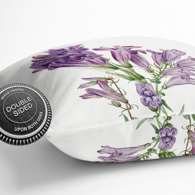Purple Pentstemon Square Throw Cushion, 55cm H x 55cm W x 20cm D