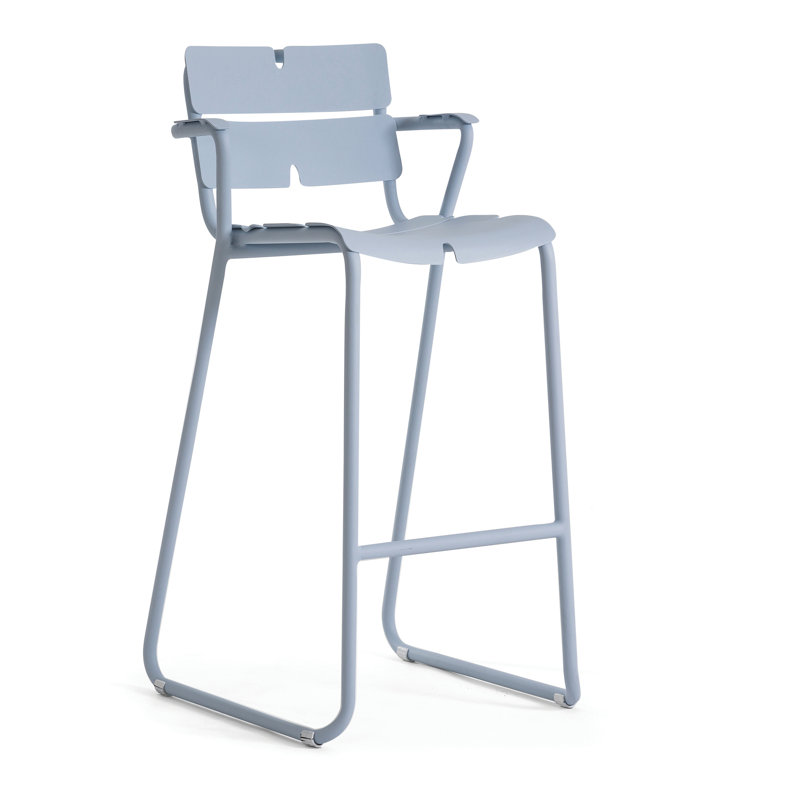 Corail 31.13" Patio Bar Stool, Pastel Blue
