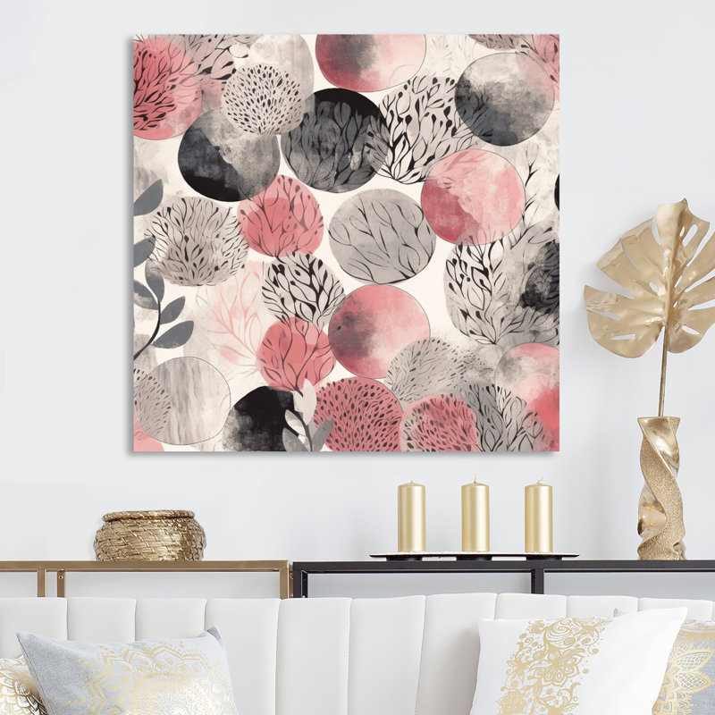 «Pink Grey Minimalims Fludity», impression sur toile encadrée, H 24 po x l 24 po x P 1 po, Toile tendue