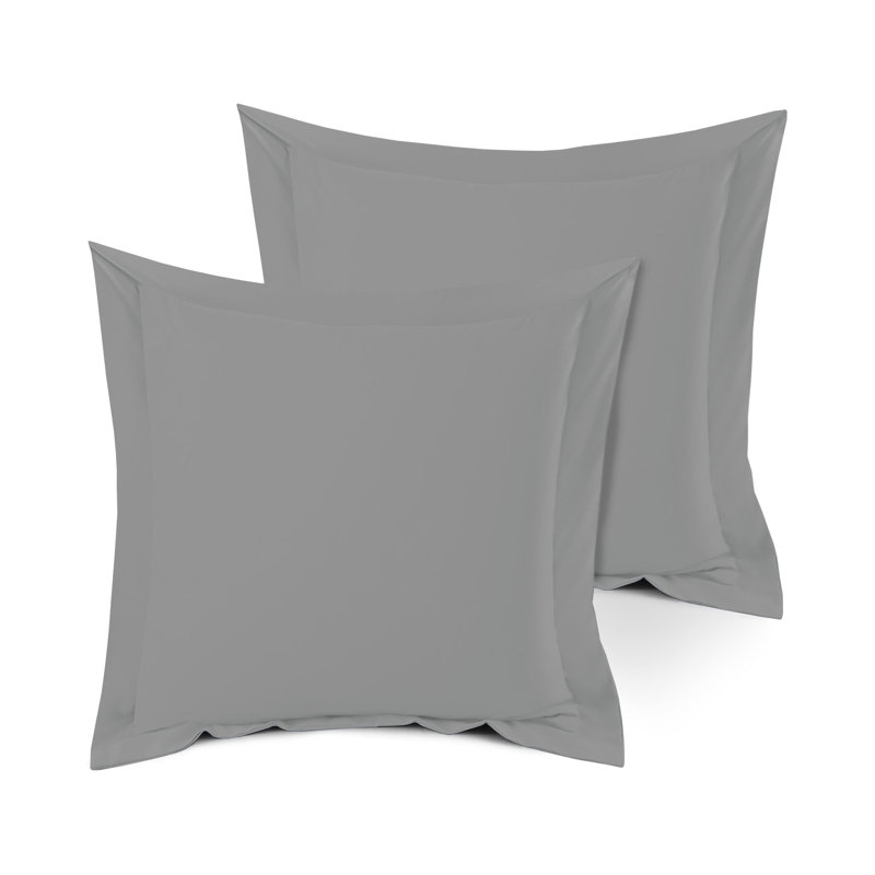 Organic Cotton Blend Standard Sham Set, Euro, Dark Gray