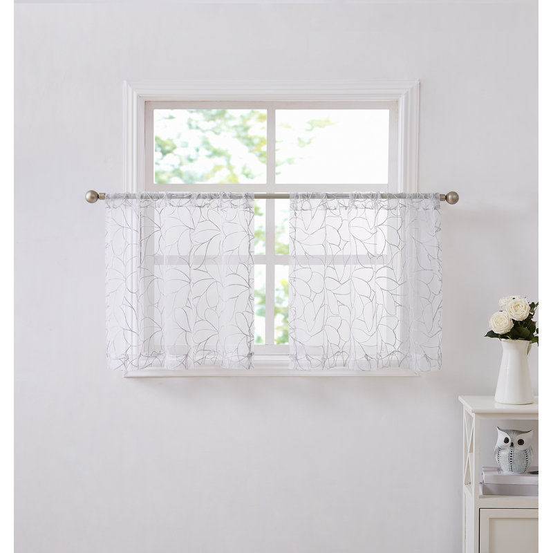 Wander Sheer Double Curtain Panel Pair, Silver, 30" W x 45" L