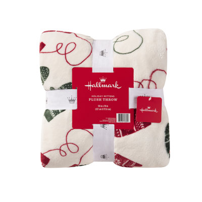 Hallmark Mittens 50" x 70" Plush Holiday Throw Blanket