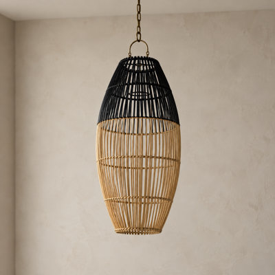 20 in. H Rattan Oval Pendant Shade