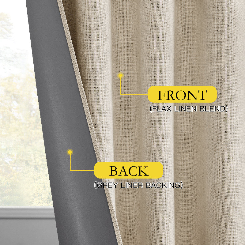 Rideau occultant 100% Parbel pour chambre à coucher et salon, Crème, L 52 po x L 96 po