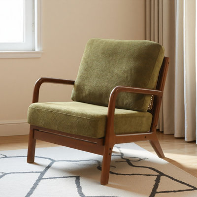 Jolie chaise d'appoint avec structure en bois massif, chaise de salon avec coussin en tissu doux, chaise de chambre confortable
