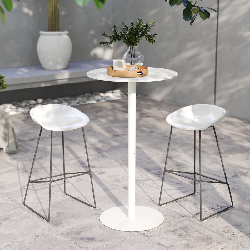 Table de bar ronde pour 2, table de pub moderne, , Blanc