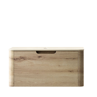 Dessus en pierre frittée à motif de 30 po et armoire à un tiroir en chêne blanc 7070 pour salle de bain, style moderne, contreplaqué multicouche, poignée rainurée sur le panneau, amortissement à fermeture en douceur, sans lavabo, robinet, couvercle de lavabo,