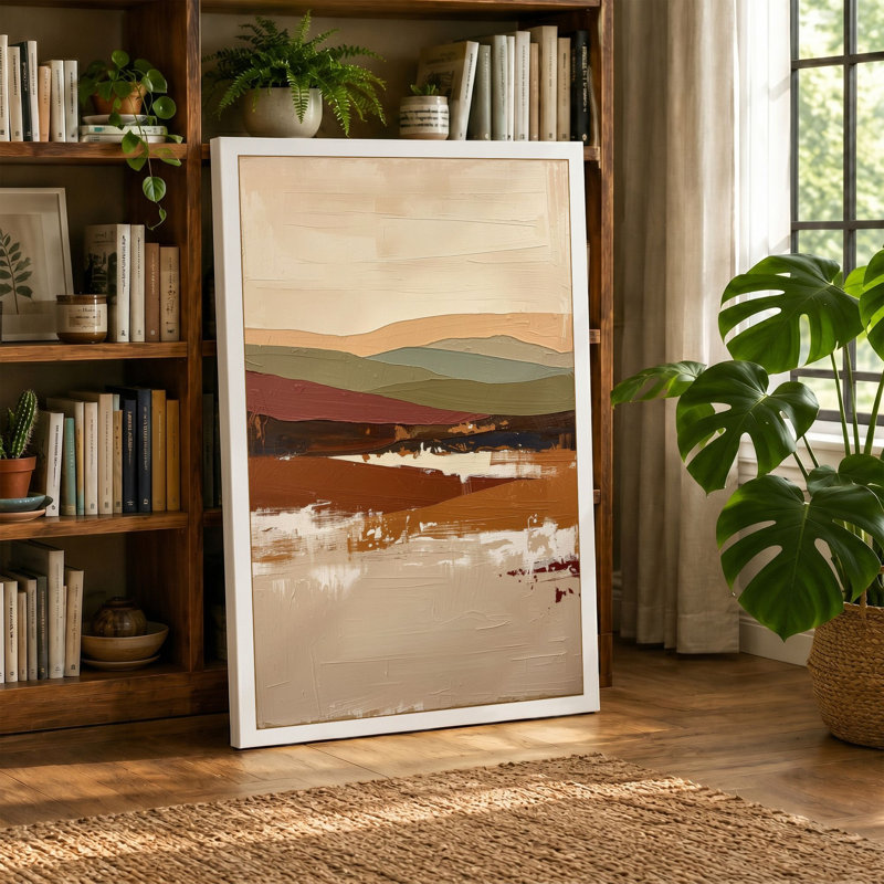 Waterside Layers Minimalist - Wrapped Canvas, 30x20 - 76.2 x 50.8 cm, Terracotta Border