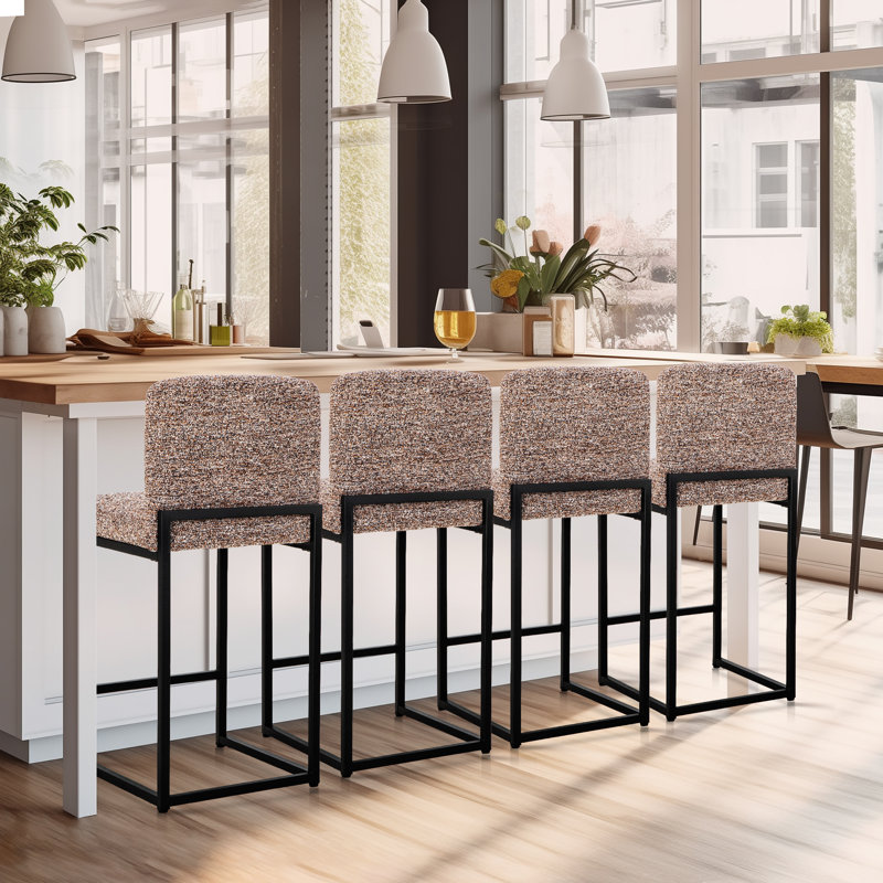 Chenille Bar Stool For Smart Life Set Of 4, Brown