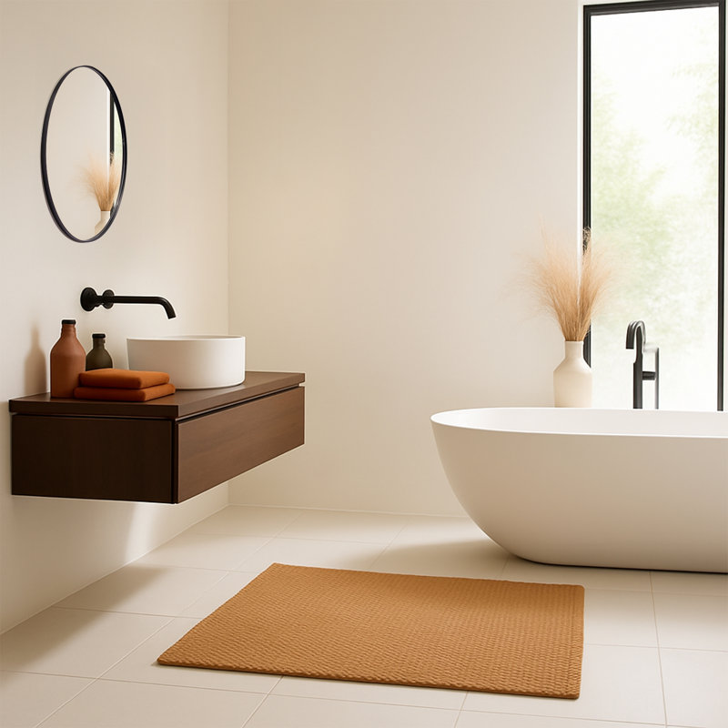 Mood Premium Round Bathroom Mirror Framed Wall Mounted, Circle Frame Modern & Stylish, Matte Black, 60 cm x 60 cm