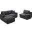 Canapé surdimensionné en L gris de 120,3 po en forme de L avec table pivotante à 360 degrés, porte-gobelets, compartiments pour accoudoirs Soft 5 pour salon, espace de rangement principal-119003235