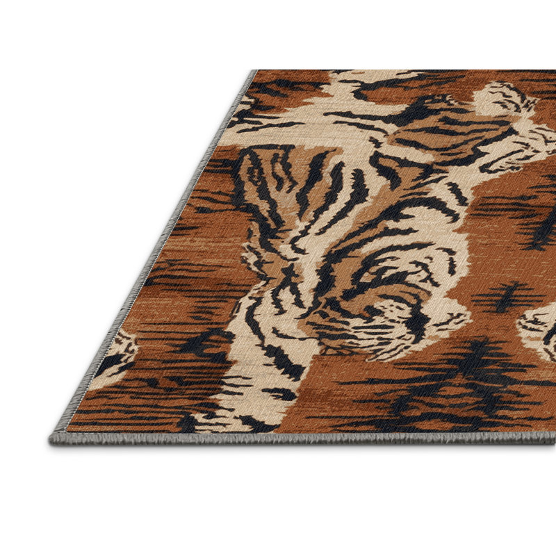 Washable Tigers Big Cats Area Rug, Rectangle 6' x 9'