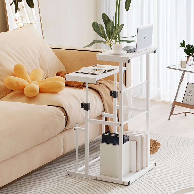 Lugos Adjustable Height Steel Computer Desk, White