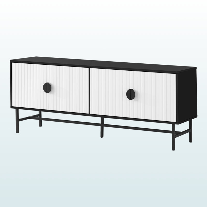 Wilfred 60" TV Stand, black and white laminate finish, 58.71'' W X 15.37'' D X 23.48'' H