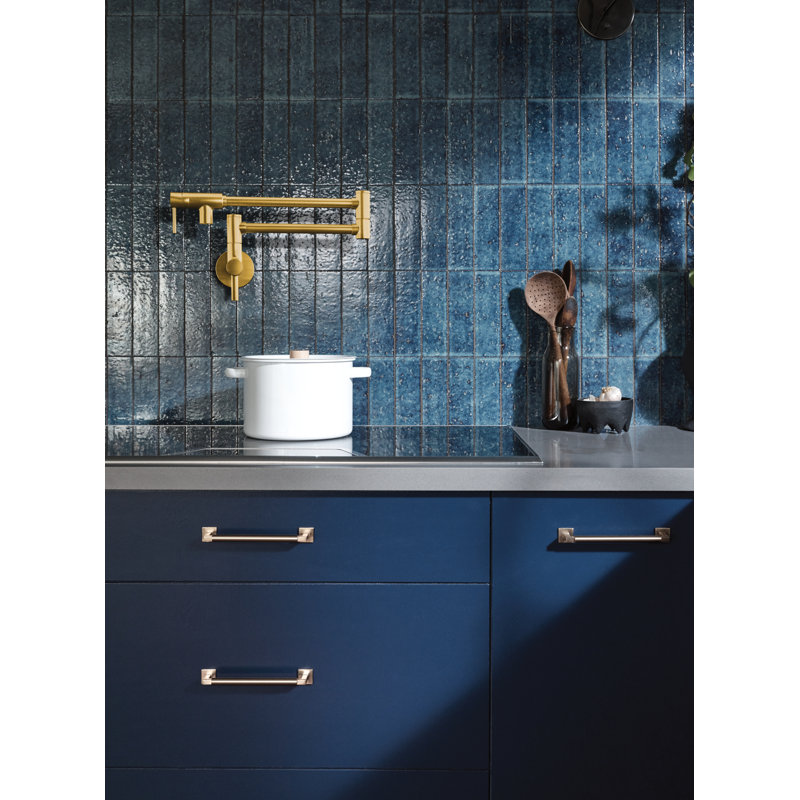 Moen Modern Wall Mount Swing Arm Folding Pot Filler Kitchen Faucet, Brushed Gold