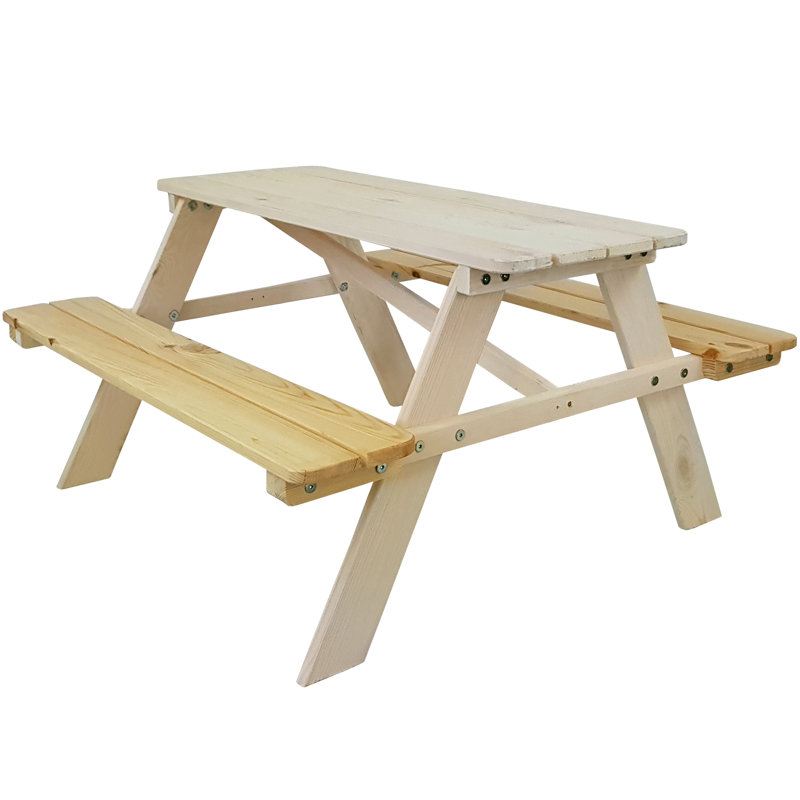 Dupre Kids Rectangular Outdoor Table Or Chair and Chair Set, White/Naturall