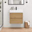 Meuble-lavabo suspendu moderne en bois naturel de 24 pouces avec lavabo blanc intégré et 2 tiroirs de rangement, fixé au mur et entièrement assemblé-1268244654-1268244655