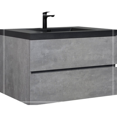42" Floating Bathroom Vanity with Sink, Modern Wall-Mounted Bathroom Storage Vanity Cabinet