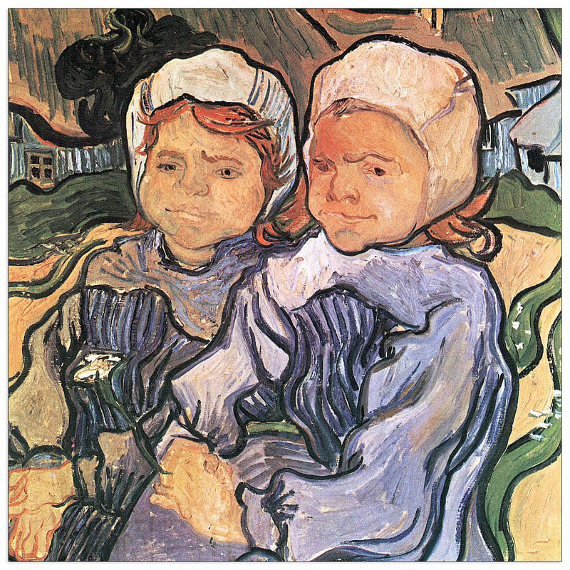 'Two Children I' by Vincent Van Gogh Painting Print, 70cm H x 70cm W x 1.8cm D