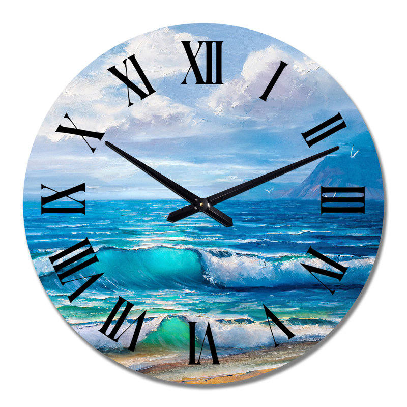 Lumière reflétant les vagues de la mer au bord de la mer - Horloge murale nautique et côtière, Grand
