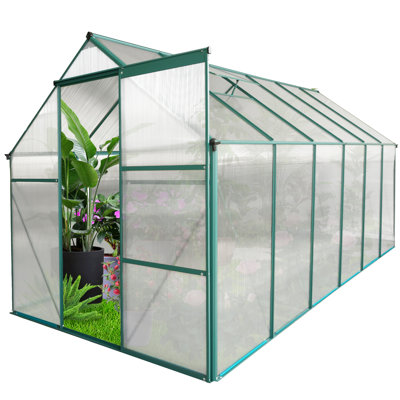 Heavy Duty 6X12 Ft Polycarbonate Greenhouse - For Backyard With Door And Drainage Walk-In Ventilation System Outdoor