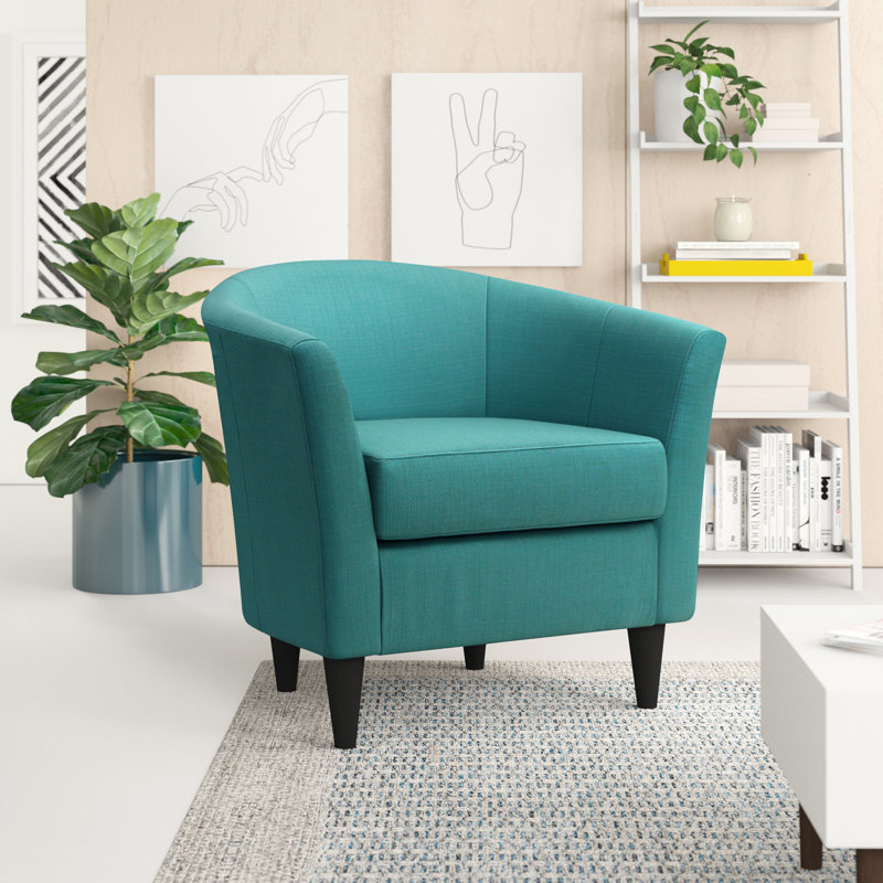 Fauteuil demi-tonneau l 31,5 po Kronos, Tissage Klein Peacock, Noir