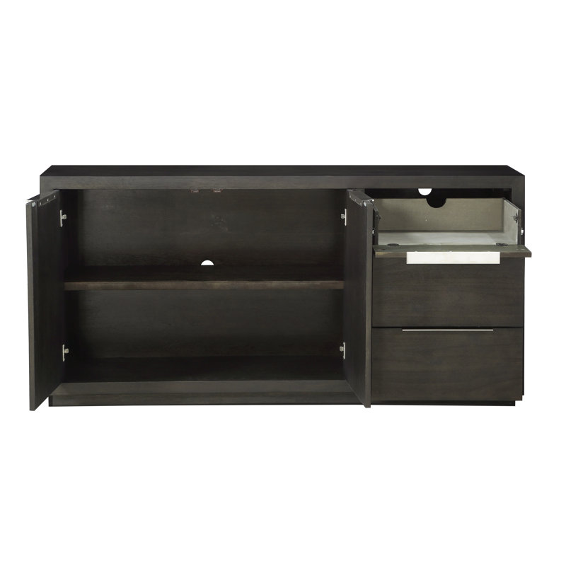 Buffet en bois d'acacia massif à 3 tiroirs Eloise, Gris basalte