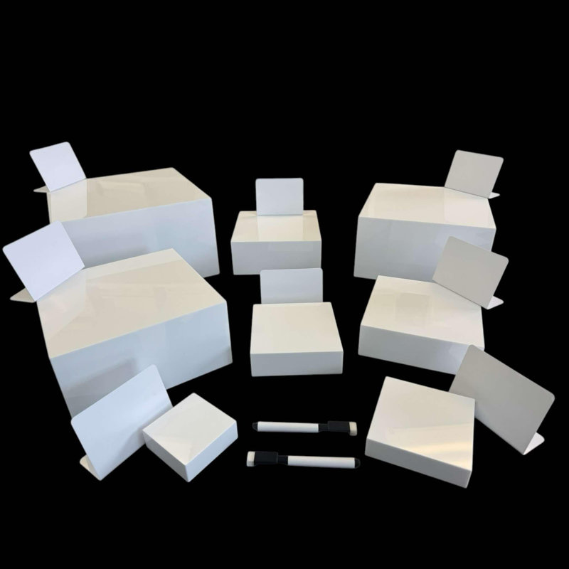 Ensemble de 8 tiroirs rectangulaires blancs en acrylique 8 pièces pour présentoirs gigognes pour fêtes et événements