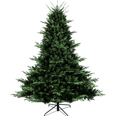 7.5ft Christmas Tree With 2441 Pe/ Mixed Tips, Wide Base For A Grand Centerpiece In Large Areas, Hinged Branches Quick Decorating, Metal Stand Support 87.55 Height Ideal Centerpieces, Structure