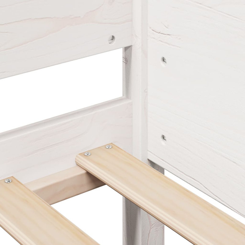 Aafke Solid Wood Bed, White, 62cm H x 207.5cm W x 87cm D