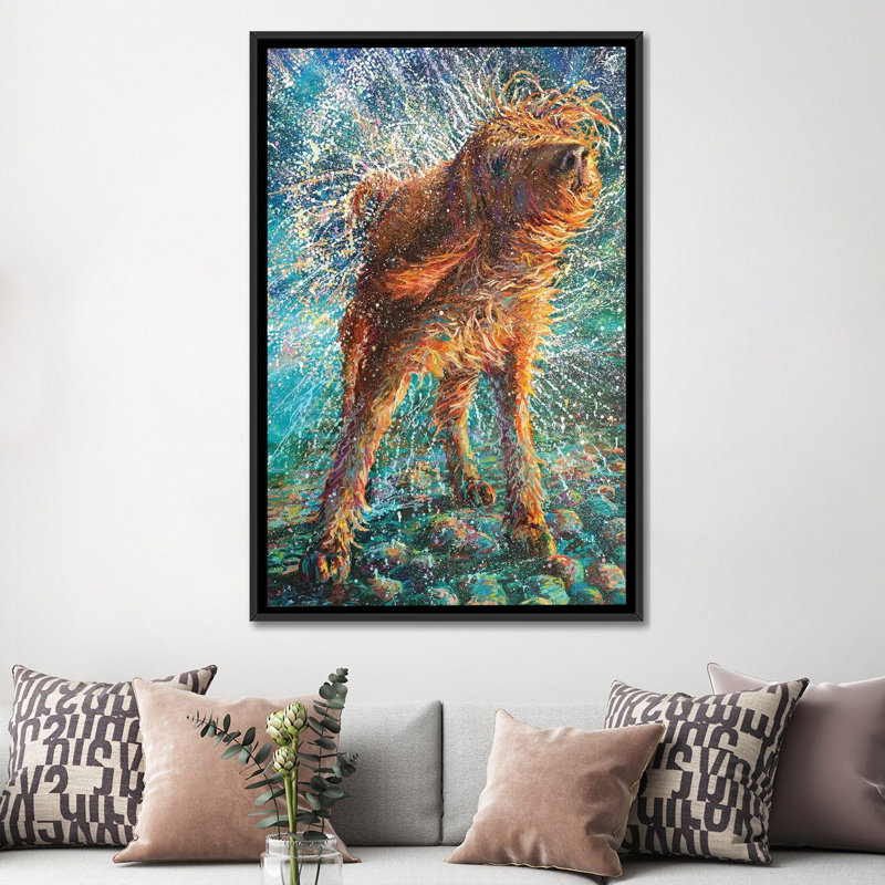 «Beaded Thread» par Iris Scott, impression sur toile tendue, H 26 po x l 18 po x P 1,5 po, Toile avec cadre noir