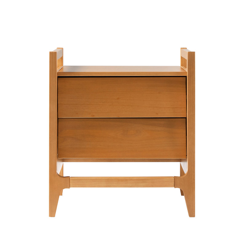 Angle Face Solid Wood Nightstand – Caramel