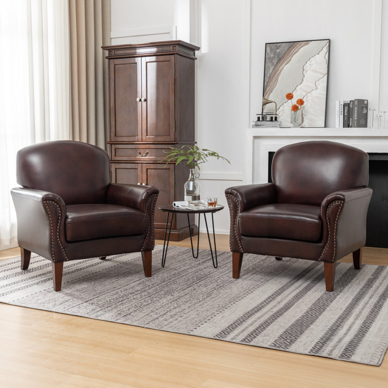 Fauteuil Shalisia, Cuir véritable espresso
