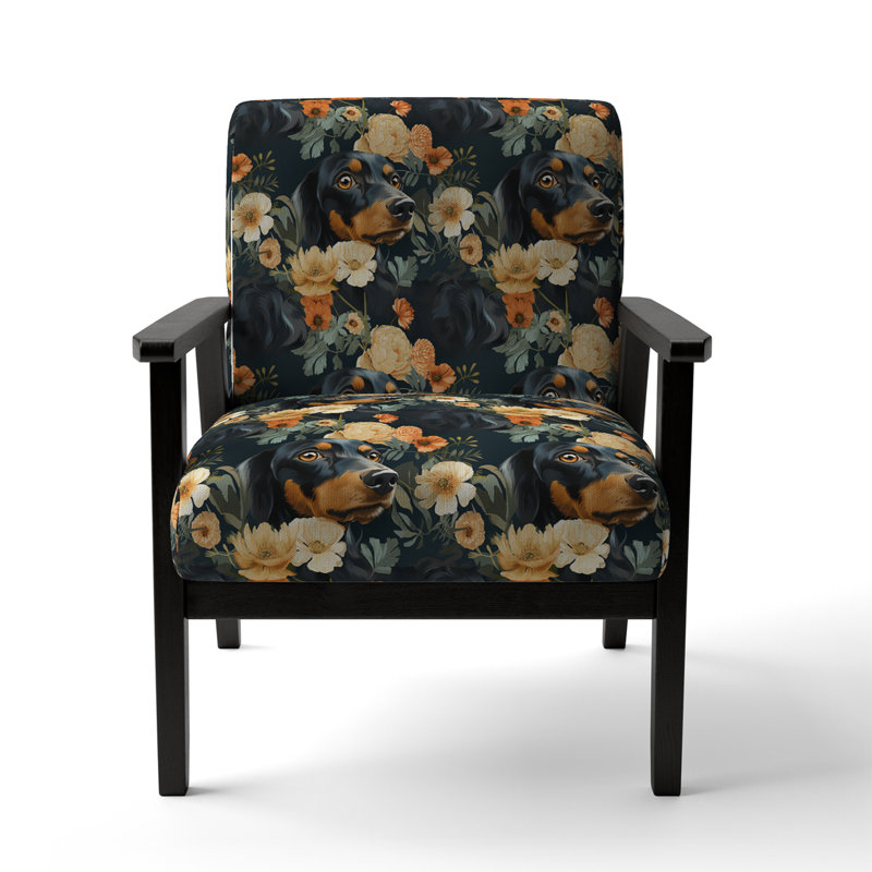 Fauteuil d'appoint décontracté en velours Daschund Dog I