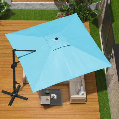 Parasol de patio en porte-à-faux 10 x 10 pi, parasol extérieur rotatif à 360 °, cadre en aluminium avec protection UV