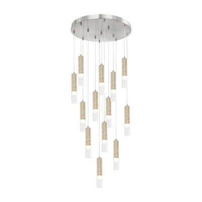 Zara Cylinder Chandelier - Brushed Nickel - 7-Light - 12.6" Dia.