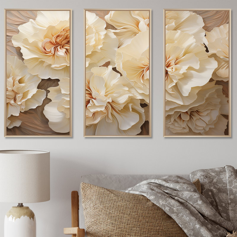 Minimalisme, œillets, ensemble d'art sur toile, Cadre naturel flottant, H 32 po x l 48 po x P 1 po