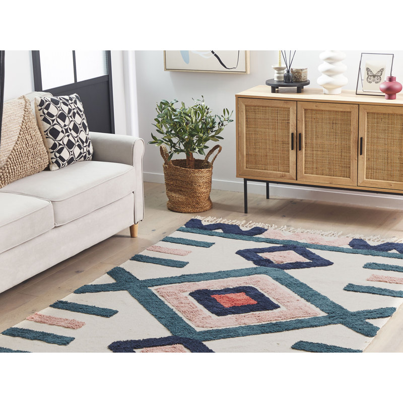 Kirkhill Geometric Cotton Area Rug, Rectangle 140cm x 200cm
