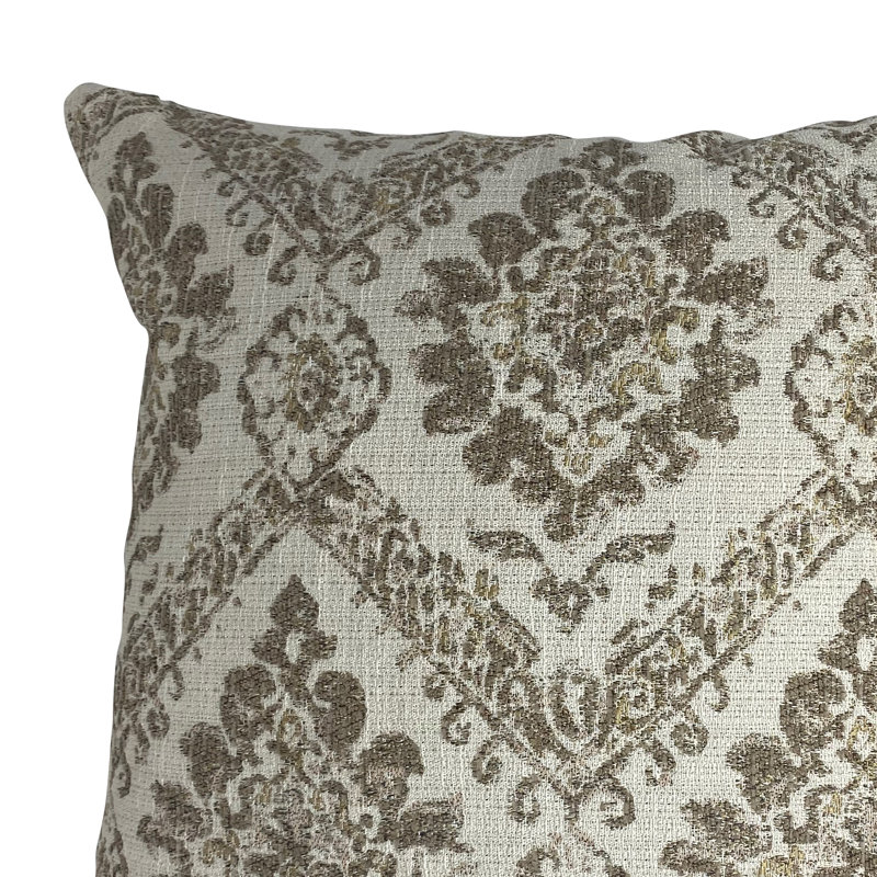Oreiller Damask, 20 po x 20 po, Brun clair