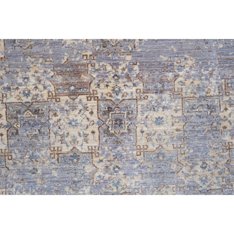 Hand Knotted Wool Area Rug in Gray