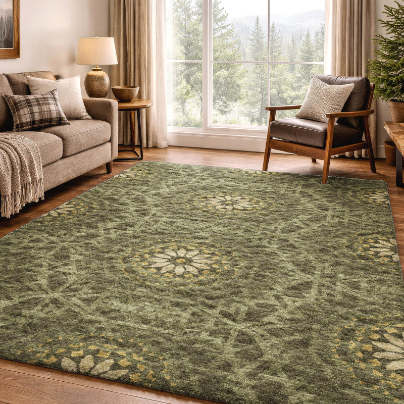 Tapis à poils longs lavable à la machine de qualité supérieure ADS619, Olive, 8' x 10'