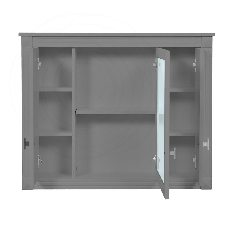Armoire de salle de bain murale avec miroir, armoire à pharmacie murale avec 5 tablettes réglables
