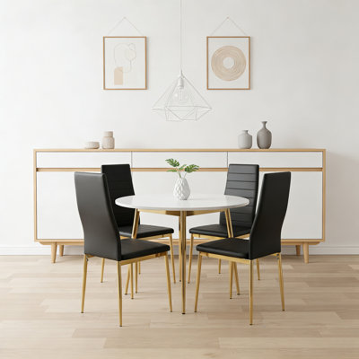 Set of 4 Modern Dining Chairs with Metal Legs, High Back Kitchen and Dining Room Chairs